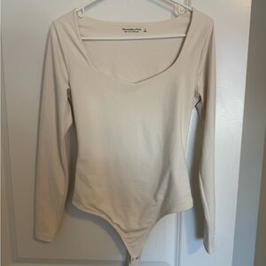 Abercrombie & Fitch Off-White Long Sleeve Bodysuit